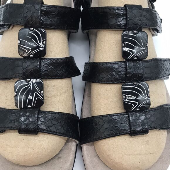 Vionic Amber Strappy Sandal Women's 7 Black Floral Faux Snakeskin Hook & Loop - Picture 12 of 13